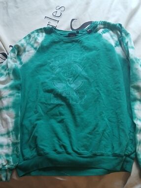 Unbranded Teal Tie-Dye Sleeve Crewneck Sweatshirt 2XL